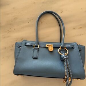Michael Kors Blue Satchel with Gold Accents